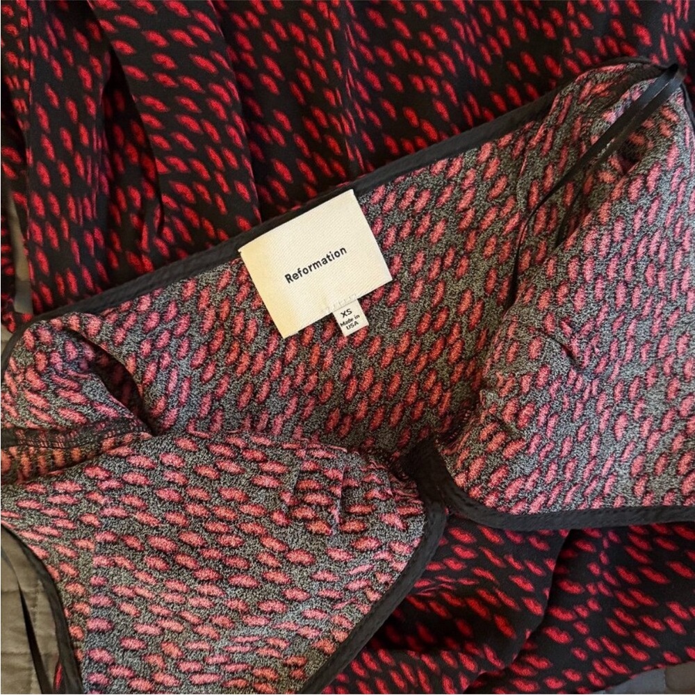 Reformation Red and Black Mini Delanie Dress - Picture 9 of 9